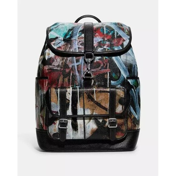 COACH MINT + SERF CARRIAGE BACKPACK Black Multicolor Graffiti Unisex CD676 NWT main image 9